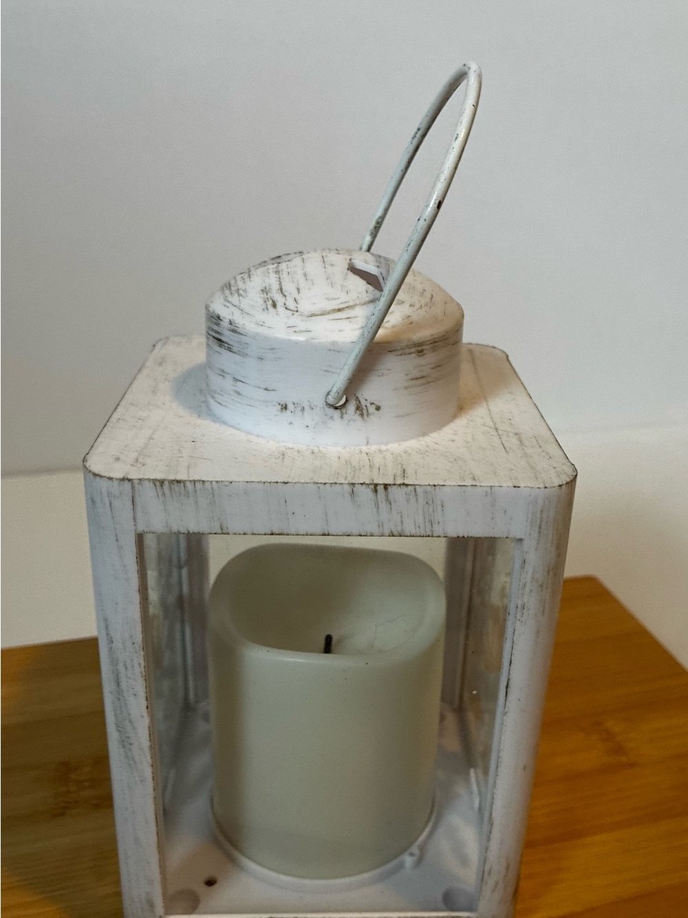 Rustic White Washed Snowflake Decorative Lantern - Picture 4 of 6